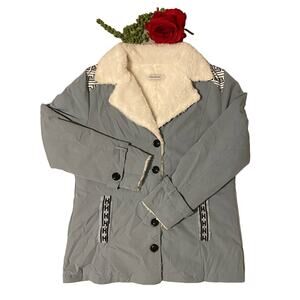 Misslook Fleece Lined Women’s Button Up Jacket Color Blue Size Large